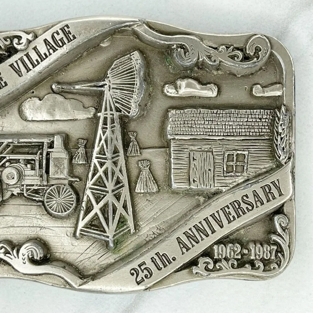 Vintage Double D Prairie Village 25th Anniversary Belt Buckle 1987 ✨